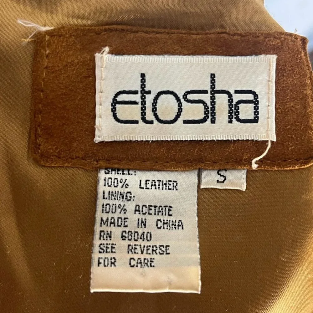 Etosha Women's Vintage Embroidered Brown Suede Vest - Picture 9 of 9